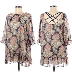 Paisley Vine Womens Blouse Size Medium Blue Paisley Tunic Cottagecore Prairie